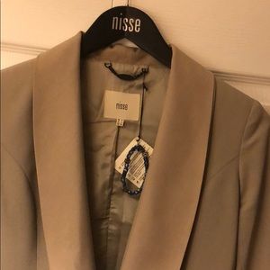 nisse Jackets & Coats - Taupe blazer with silk pleats nisse Jackets & Coats - Taupe blazer with silk pleats